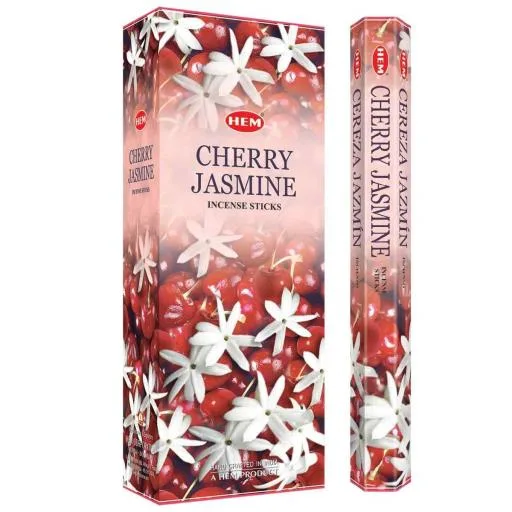 HEM Cherry Jasmine 9″ Incense Sticks – Hex Box (20g)