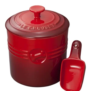 Le Creuset Cherry Red Pet Food Container with Scoop for Dogs and Cats