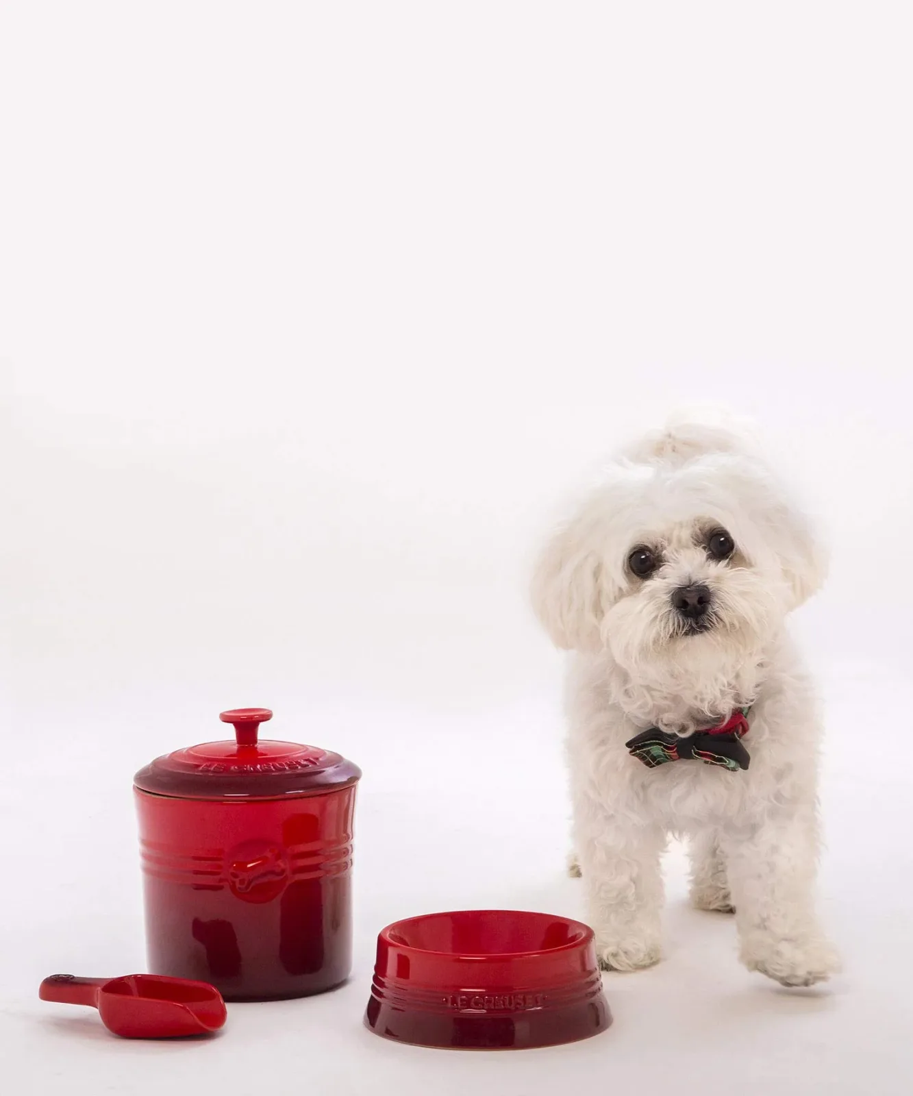 Le Creuset White Pet Food Container with Scoop Official Japanese Product - Image 2