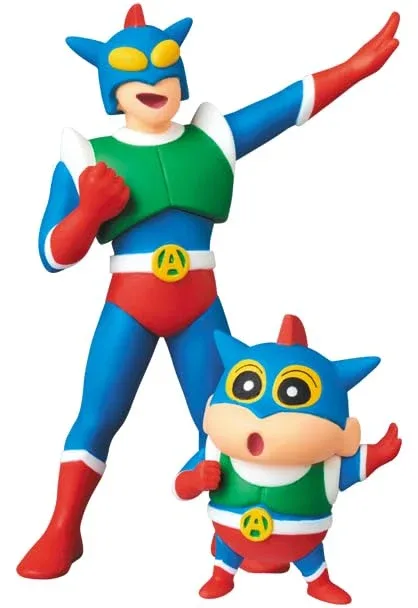 Medicom Toy UDF No.762 Crayon Shin-Chan Action Kamen Renewal Figure Set 95/42mm