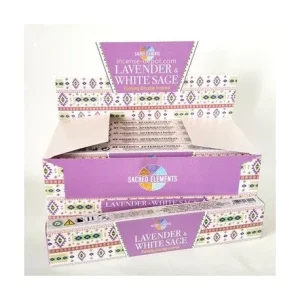 Sacred Elements – Lavender & White Sage Premium Hand-Rolled Masala Incense (15g)