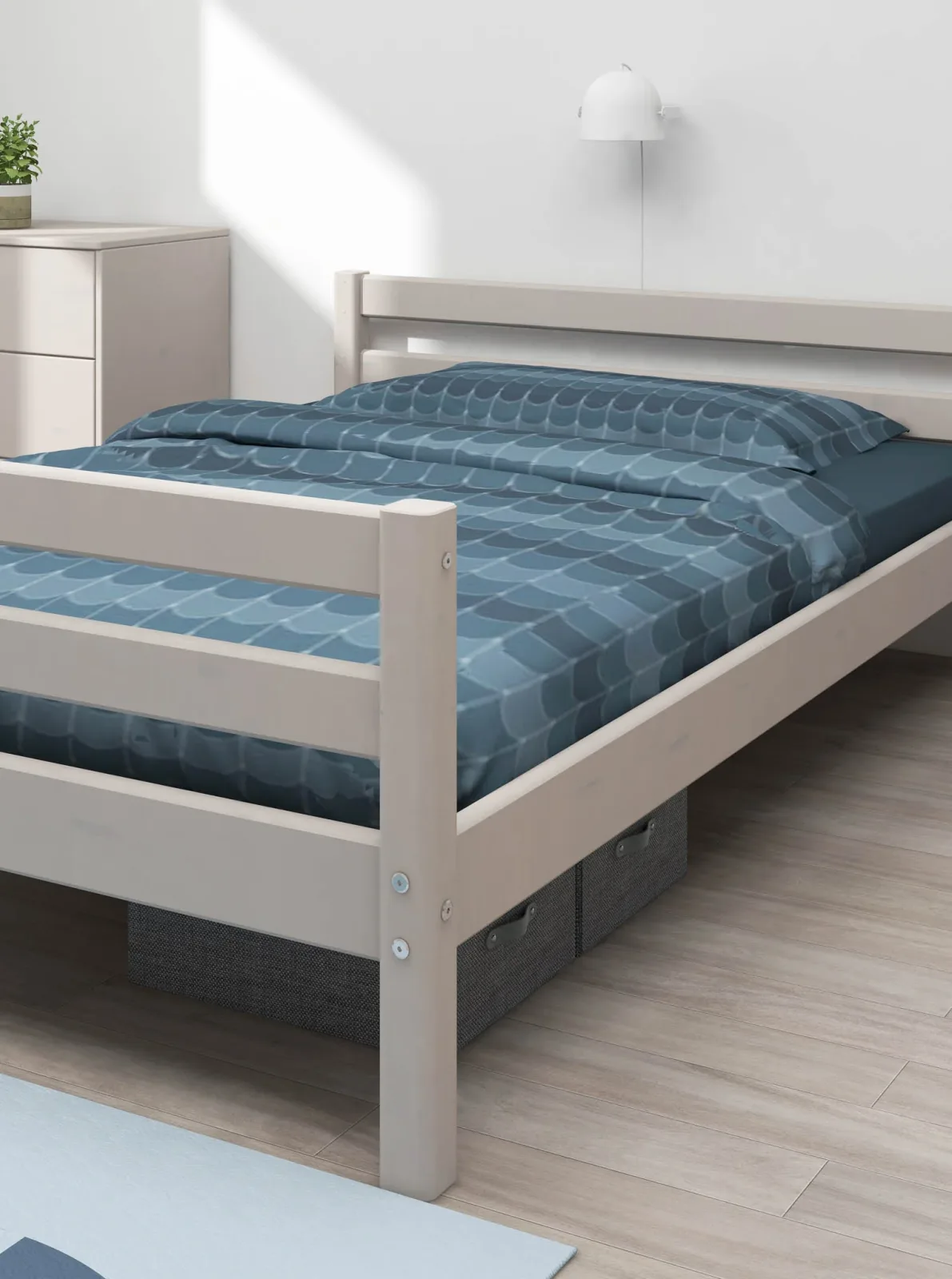 Single Bed, 140x200 cm, Grey