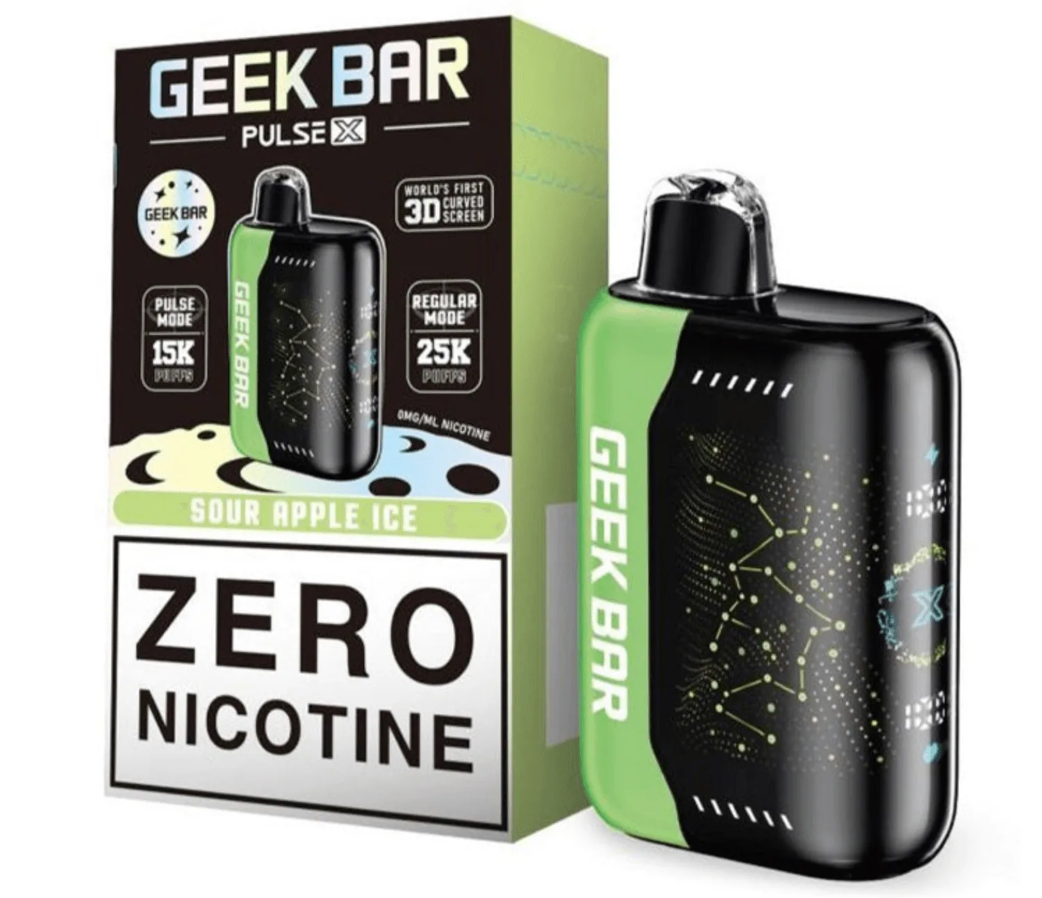Sour Apple Ice Geek Bar Pulse X 25K Zero Nicotine
