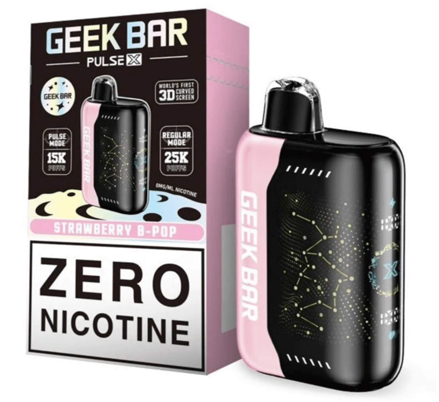 Strawberry B-Pop Geek Bar Pulse X 25K Zero Nicotine