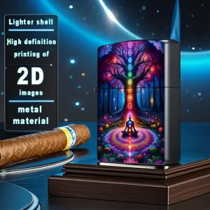 Vibrant Chakra Meditation Forest Art Aluminum Lighter Shell