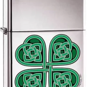 Zippo Lighter - Celtic 4 Leaf Clover