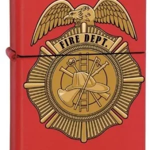 Zippo Lighter - Red Fire Dept. Badge