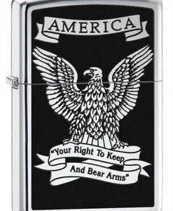 Zippo Lighter - Right to Keep & Bear Arms High Polish Chrome
